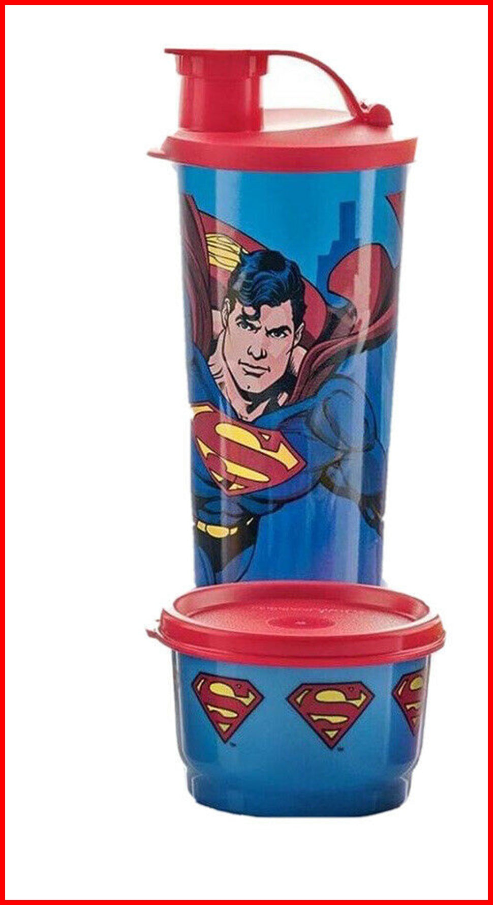 TUPPERWARE 2-Pc DC COMIC On-the-Go Snack Set Tumbler & Snack Cup - AQU