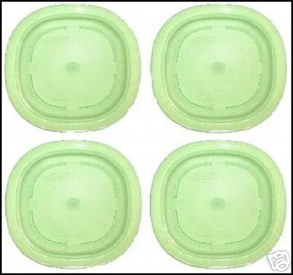 Tupperware Impressions 7.75" Microwave Dessert / Salad / Side Plates Set of 4 GUAVA MELON - Plastic Glass and Wax