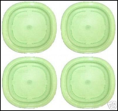 Tupperware Impressions 7.75" Microwave ACRYLIC Dessert Plates Set of 4 KIWI LIME GREEN - Plastic Glass and Wax