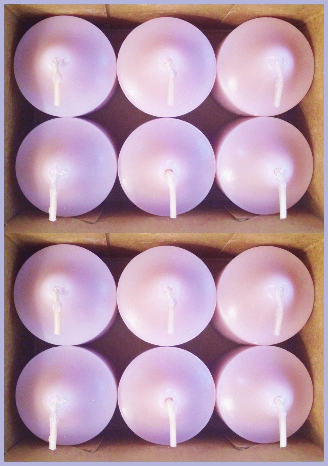 PartyLite 1 DOZEN Votive Wax Candles - 2 BOXES = 12 VOTIVES ~ LAVENDER FLOWER