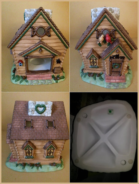 PartyLite GLAZED CERAMIC POTTERY CANDLE SHOP TEALIGHT CANDLE HOUSE HOLDER NIB
