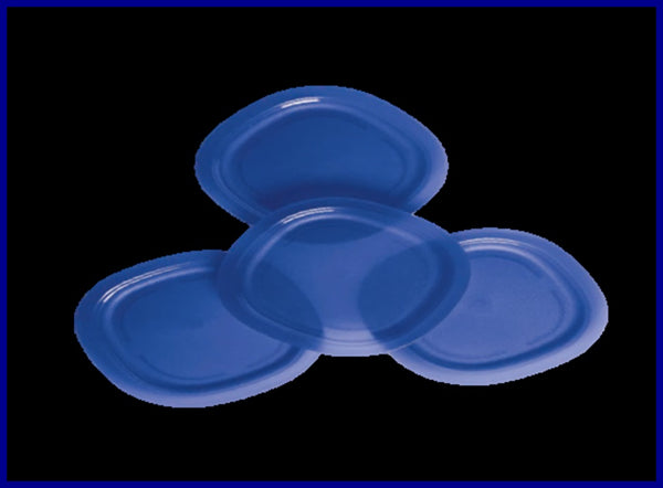 Tupperware Impressions 9.5" Microwave Luncheon Plates Set of 4 Tokyo Blue - Plastic Glass and Wax