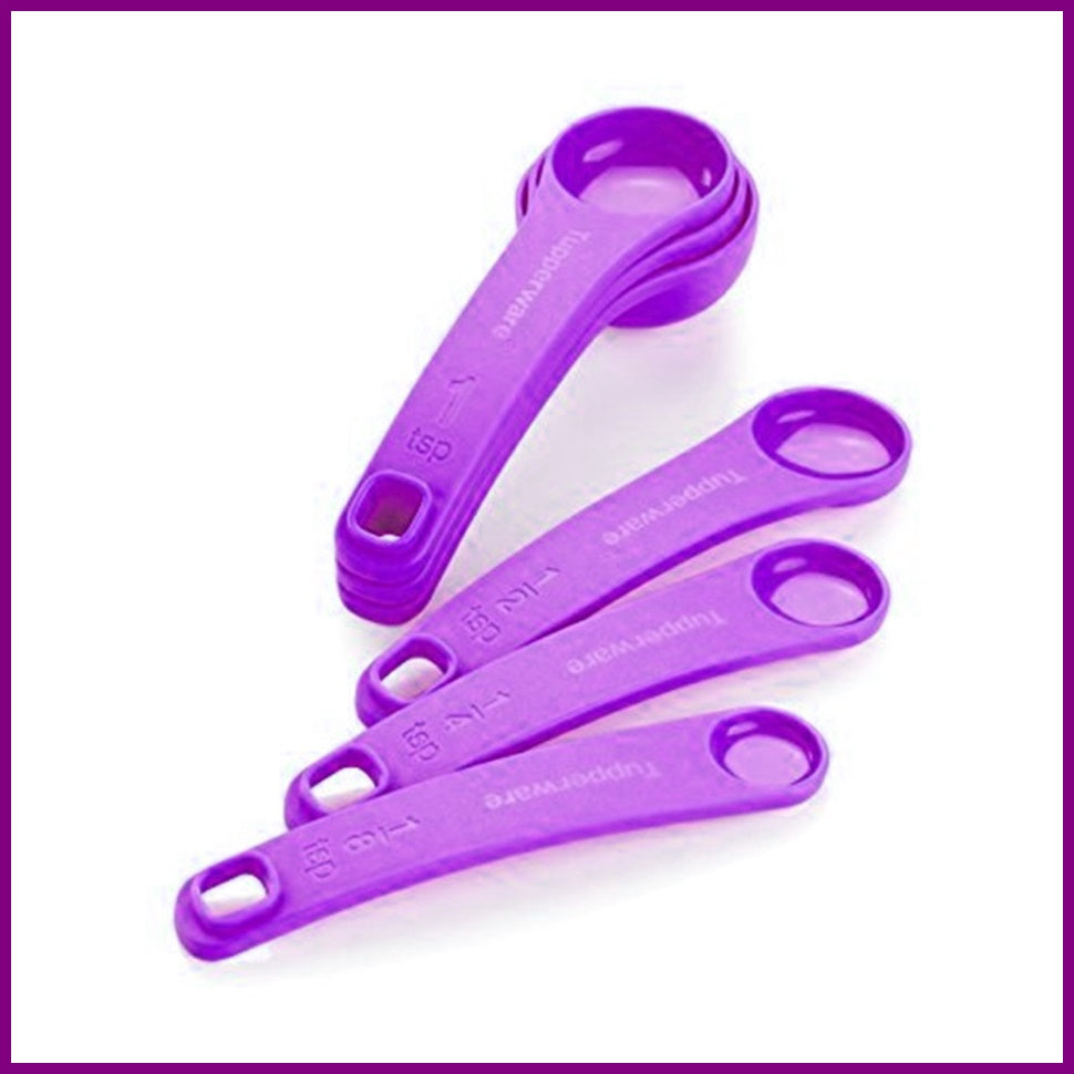 TUPPERWARE Set of 6 Prep Essentials Essential Measuring Spoons CHILI R ...