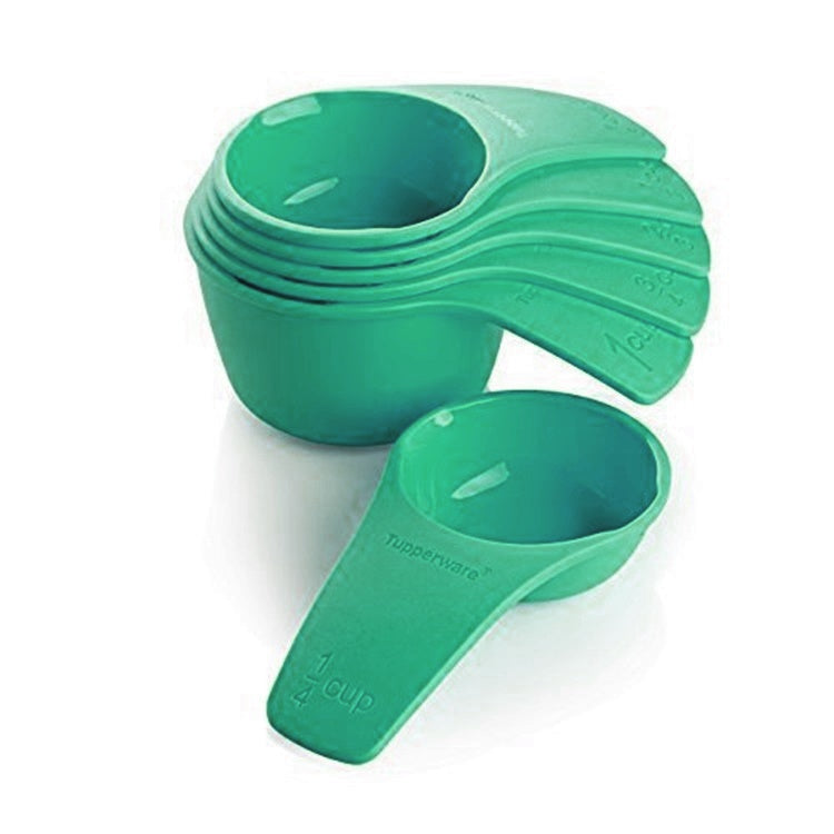 TUPPERWARE Set of 6 Prep Essentials Essential Measuring Cups PARROTFISH TEAL - Plastic Glass and Wax