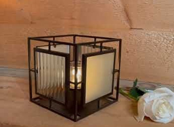 Partylite MODERN IMPRESSIONS VOTIVE TEALIGHT METAL TEXTURED GLASS CANDLE HOLDER