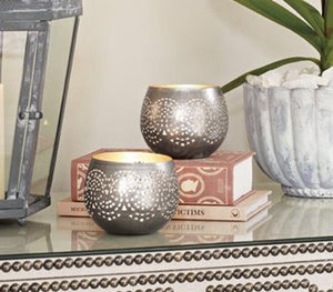 Southern Living AT Home MOROCCAN PIERCED LUMINARIES SET/2 CANDLE HOLDERS NIB