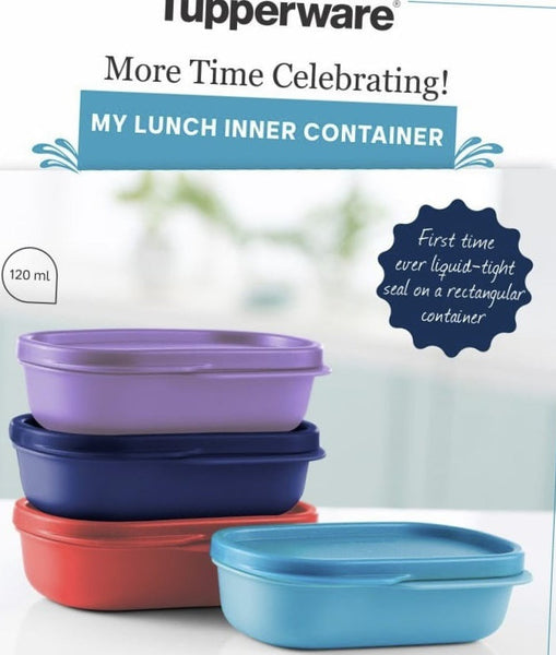TUPPERWARE 4 COLORED 120mL MY INNER LUNCH KEEPER / CONTAINERS w/ TABBED SEALS