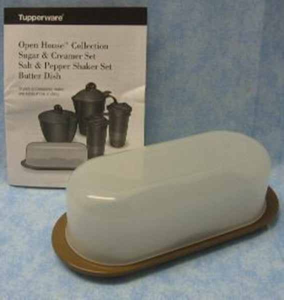 TUPPERWARE OPEN HOUSE 2-PC SHEER / TOKYO BLUE SINGLE STICK BUTTER KEEPER STORAGE - Plastic Glass and Wax
