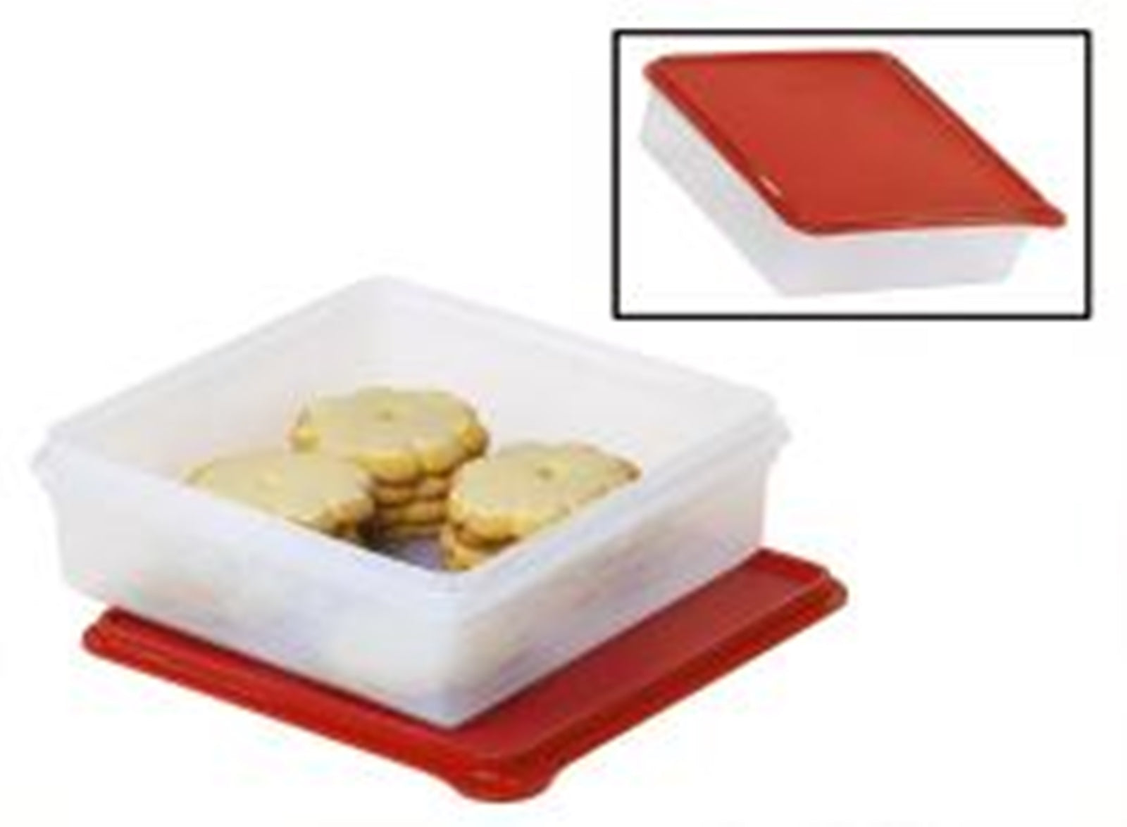 TUPPERWARE Prep Essentials Snack-Stor Store Square Refrigerator Container PASSION RED Seal - Plastic Glass and Wax