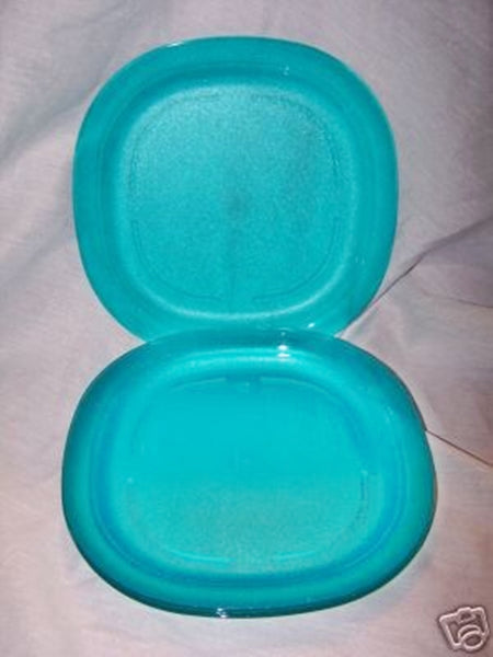 Tupperware Impressions 9.5" Microwave Preludio ACRYLIC Watercolor Luncheon Plates 4 EMERALD GREEN - Plastic Glass and Wax