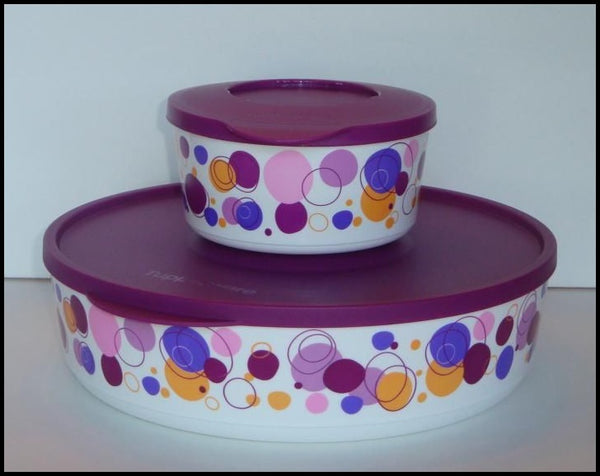TUPPERWARE 2 ART OF SPRING FLORAL SNAP TOGETHER DESSERT SNACK CUPS FUCHSIA PINK SEALS - Plastic Glass and Wax