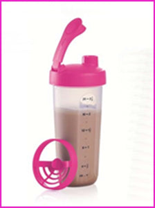 TUPPERWARE 2.5-C QUICK SHAKE CONTAINER MEASURE STORE POUR MIXING BLENDING SHAKER NEON PINK - Plastic Glass and Wax