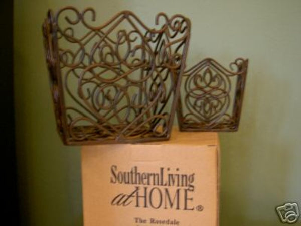 SOUTHERN LIVING AT HOME ESTATE IRON SET / 2 ROSEDALE PLANT HOLDERS NIB