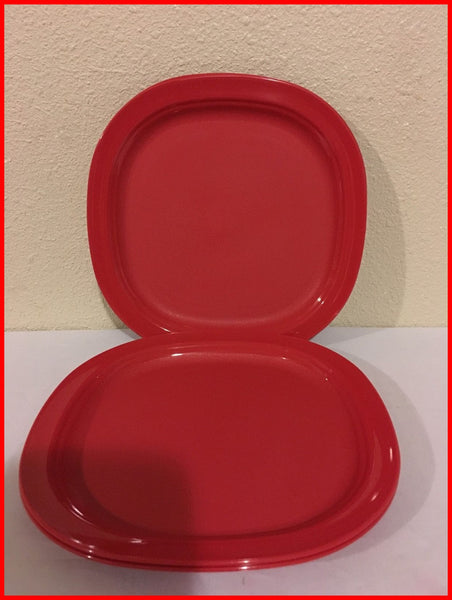Tupperware Impressions 9.5" Microwave Luncheon Plates Set of 4 Tokyo Blue - Plastic Glass and Wax