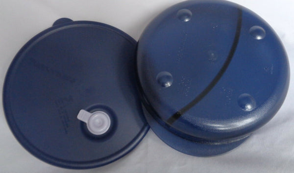 Tupperware Vent N Serve VNS MICROWAVE ROUND DIVIDED DISH INDIGO BLUE MIST - Plastic Glass and Wax