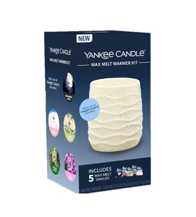 YANKEE CANDLE ELECTRIC SANDSTONE WAVES CERAMIC WAX MELT WARMER & 5 MELTS