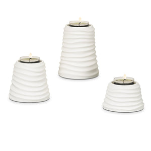 PARTYLITE Sandwaves Porcelain Elevated Tealight Candle Holder Trio - 3 Holders