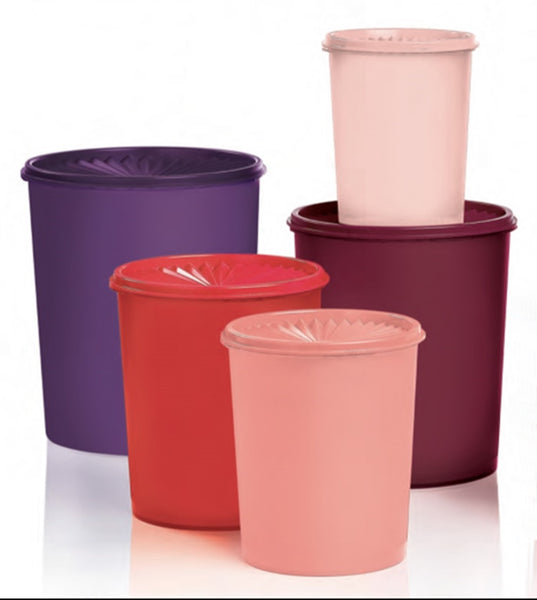 Tupperware 1 MULBERRY 3¾-cup / 900 mL SMALL ROUND SERVALIER CLASSIC STACKING KEEPER CANISTER