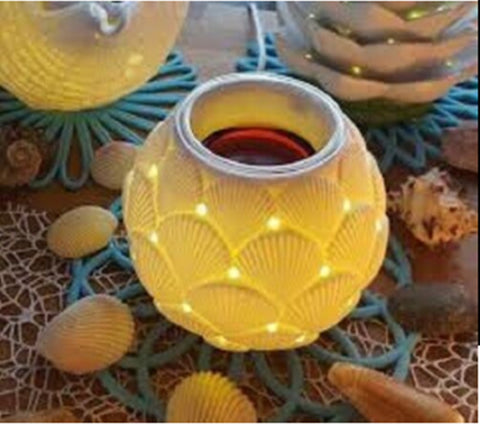 PartyLite Electric ScentGlow Glo Scent Plus Wax Aroma Melts Warmer LAYERED SHELLS - Plastic Glass and Wax ~ PGW