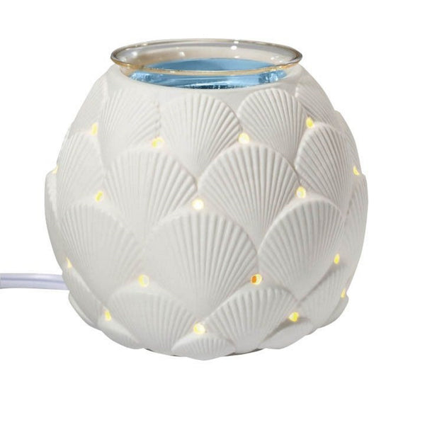 PartyLite Electric ScentGlow Glo Scent Plus Wax Aroma Melts Warmer LAYERED SHELLS - Plastic Glass and Wax ~ PGW