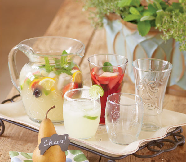 SOUTHERN LIVING AT HOME SIMONE 4 GLASS EMBOSSED HIGHBALL TUMBLERS GLASSES