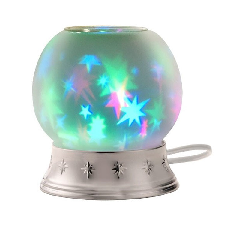 PartyLite Electric ScentGlow Scent Plus Wax Aroma Melts Warmer COLORED SNOW FLURRY FLURRIES GLOBE - Plastic Glass and Wax