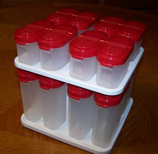 TUPPERWARE MODULAR MATES SPICE CAROUSEL w/ 16 SHAKERS RED SEALS