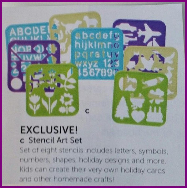 Tupperware EDUCATIONAL Set of 8 Stencil Art Set Squares of Number Letters Shapes Animals - Plastic Glass and Wax
