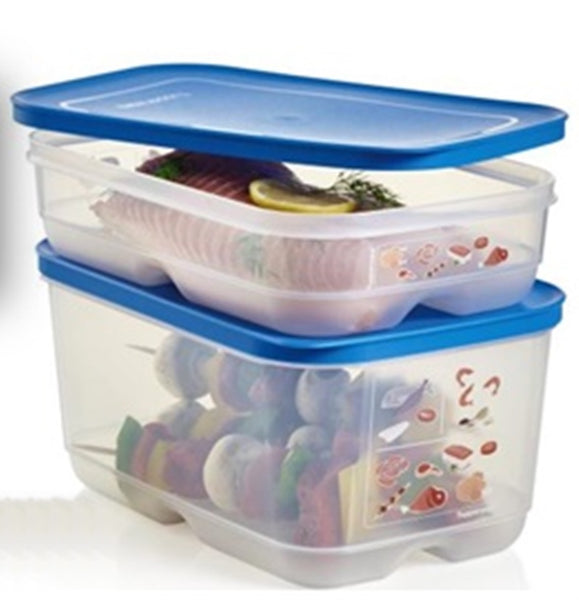 TUPPERWARE SURF 'N TURF FridgeSmart MEDIUM DEEP Storage Container Keeper TRUE BLUE VENTED SEAL