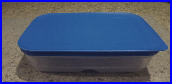 TUPPERWARE SURF 'N TURF FridgeSmart MEDIUM DEEP Storage Container Keeper TRUE BLUE VENTED SEAL