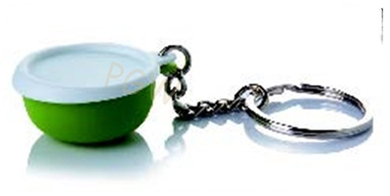 TUPPERWARE Mini Essentials Blossom Bowl Key Chain Basil Green & Snow White - Plastic Glass and Wax ~ PGW