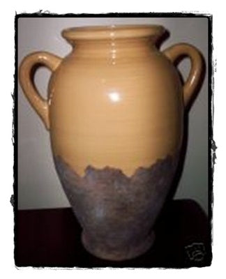 Southern Living at HOME GLAZED MAIZE YELLOW TUSCAN OLIVE JAR URN STYLE VASE - Plastic Glass and Wax