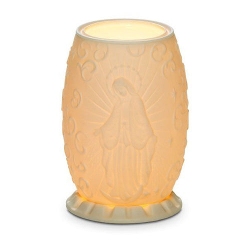 PARTYLITE PORCELAIN WHITE GLAZED VIRGIN MARY TEALIGHT LUMINARY CANDLE HOLDER