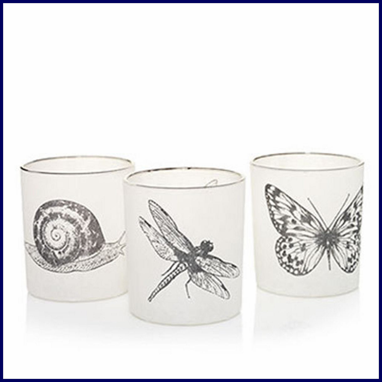 YANKEE CANDLE NATURE'S AUTUMN VOTIVE TEALIGHT CANDLE HOLDER TRIO Snail Butterfly & Dragonfly - Plastic Glass and Wax ~ PGW