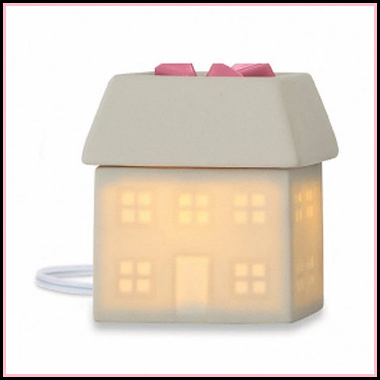 PartyLite Electric ScentGlow Glo Scent Plus Wax Aroma Melts Warmer WELCOME HOME HOUSE - Plastic Glass and Wax