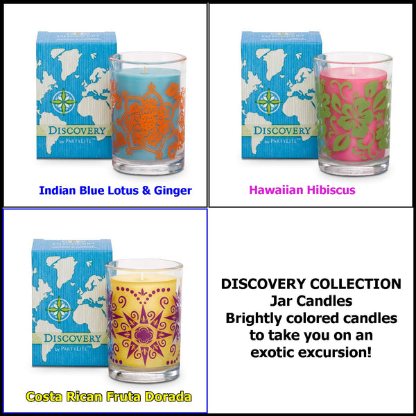 PartyLite ONE DISCOVERY TROPICAL SCENTED WAX JAR CANDLE Indian Blue Lotus & Ginger