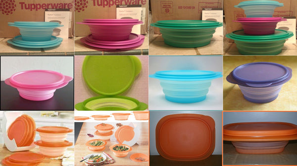 TUPPERWARE FLATOUT ROUND EXPANDABLE FLEX BOWL W/ SEAL 4-c PINK