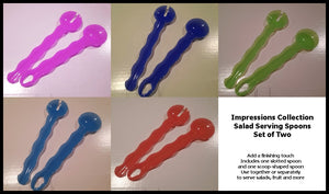 Tupperware COLORED IMPRESSIONS MULTI-PURPOSE SALAD SERVING SPOON SET TONGS