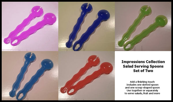 Tupperware COLORED IMPRESSIONS MULTI-PURPOSE SALAD SERVING SPOON SET TONGS