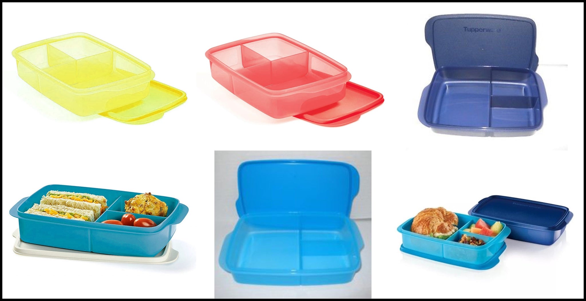 TUPPERWARE LARGE RECTANGLE LUNCH-IT DIVIDED DISH / CONTAINER GUAVA MEL
