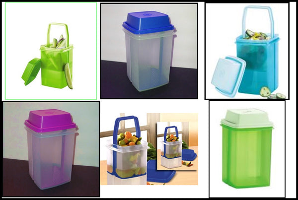 TUPPERWARE 3-Pc Pick-A-Deli 8.5-cup Refrigerator Pickle Celery Container Strainer Bold n Blue