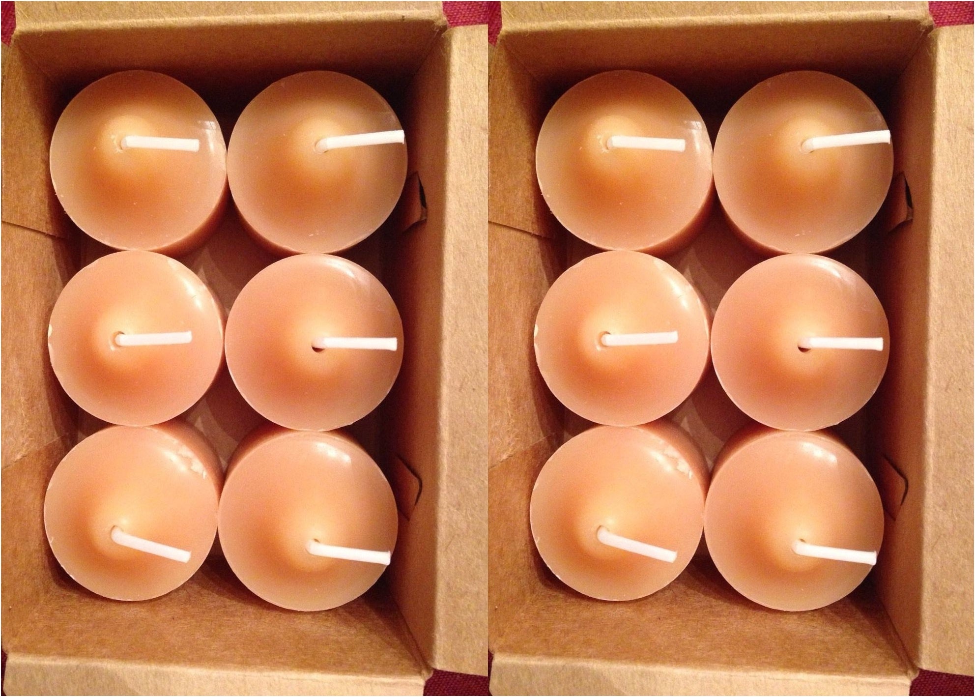 PartyLite 1 DOZEN Votive Wax Candles - 2 BOXES - 6/BOX for 12 VOTIVES AMBERWOOD & VANILLA