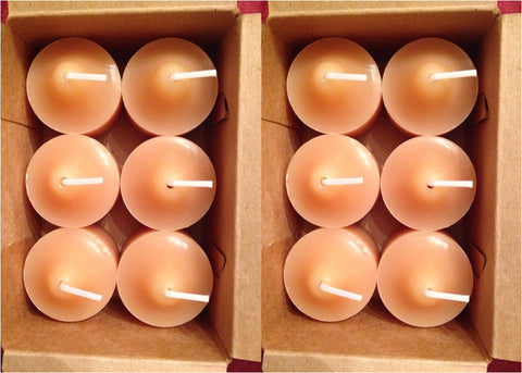 PartyLite 1 DOZEN Votive Wax Candles - 2 BOXES - 6/BOX for 12 VOTIVES AMBERWOOD & VANILLA