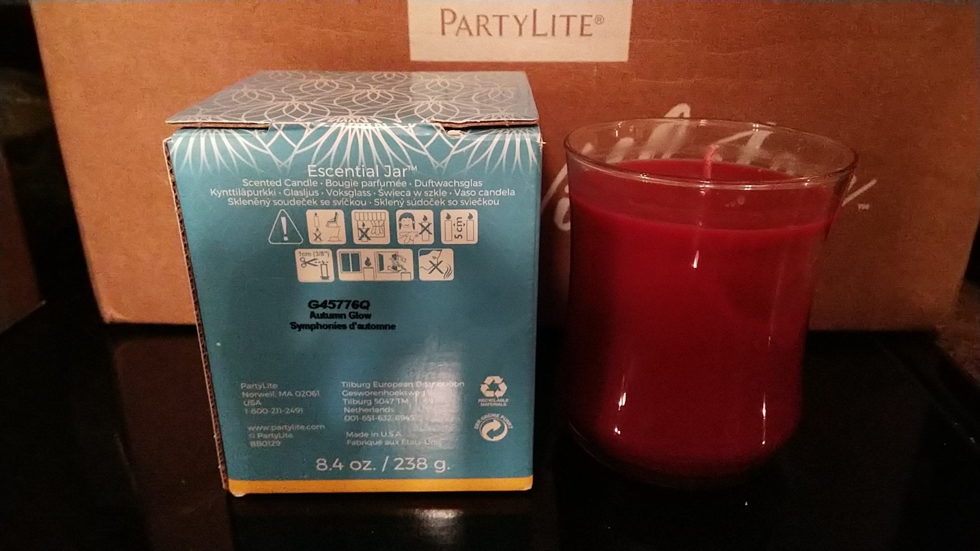 PartyLite CLASSY STYLE ESCENTIAL Round Wax Filled Jar Candle AUTUMN GLOW