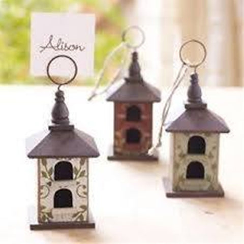 SOUTHERN LIVING AT HOME AVERY BIRD HOUSE TRIO / 3 DECORATIVE CARD HOLDER HANGING BIRDHOUSES - Plastic Glass and Wax ~ PGW