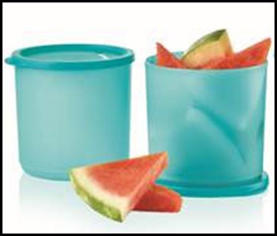 TUPPERWARE TWO 1-Qt / 1.1L Basic Bright Deep Canister Containers / Bow ...