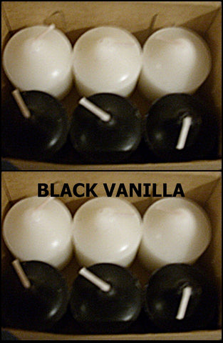 PartyLite 1 DOZEN Votive Wax Candles - 2 BOXES = 12 VOTIVES BLACK & WHITE VANILLA