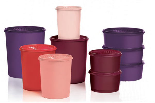 Tupperware 1 MULBERRY 3¾-cup / 900 mL SMALL ROUND SERVALIER CLASSIC STACKING KEEPER CANISTER