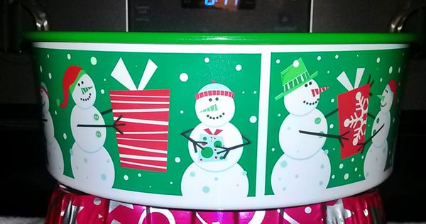 Tupperware HOLIDAY SNOWMAN / SNOWMEN 9.5-c COOKIE CANISTER 1-TOUCH GREEN SEAL - Plastic Glass and Wax