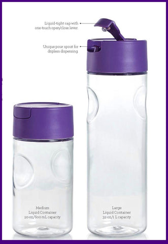 TUPPERWARE 1 LARGE & 1 MEDIUM SET / 2 COUNTERSCAPING LIQUID CONTAINER DEWBERRY - PURPLE